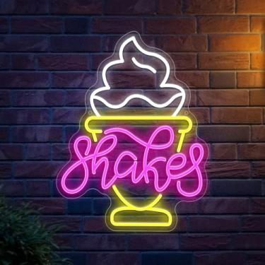 Imagem de Placa neon Milk Shake para decoração de parede de negócios, com letra milk-shake alimentada por USB, luz neon para loja, café, bebida, sobremesa, fast food, cozinha, restaurante, decoração, sinal de