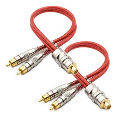 Imagem de 2 Cabos Y Rca 1 Femea 2 Machos Blindado Vermelho Techone