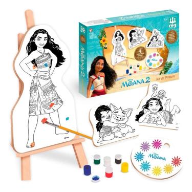 Imagem de Moana 2 Kit De Pintura Infantil Com Telas, Cavalete E Tintas - Nig Brinquedos