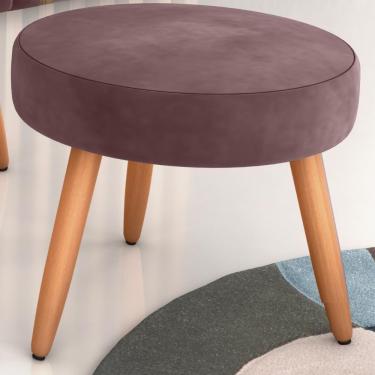 Imagem de Puff Redondo Para Sala Suiça Veludo Rosê