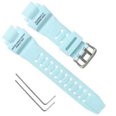 Imagem de Pulseira de silicone de substituição de 16 mm para Casio GW-4000/GA-1000/GW-A1000/GW-A1100 – Pulseira de relógio masculina durável à prova d'água de substituição, Casio G Shock (azul claro)