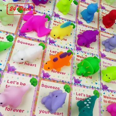 Imagem de Cartões de dia dos namorados com brinquedos Dinosaur Mochi Squishy para crianças