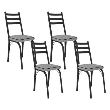 Imagem de Kit Com 04 Cadeiras 141 Preta Corino Grafiato Artefamol