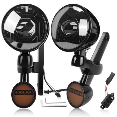 Imagem de kekykm Kit de suporte de luz de neblina auxiliar de LED de 11,4 cm compatível com Harley Davidson Touring Electra Glide Street Glide Ultra Limited 2014-2023, capa da carcaça da lâmpada de passagem