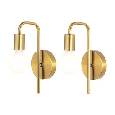 Imagem de Aomesinc Conjunto De 2 Arandelas Parede Modernas Aomesinc, Luminárias Douradas Para Banheiro, Lâmpada Edison, Iluminação Interna Sala Estar, Quarto E Corredor (Sem Lâmpada)