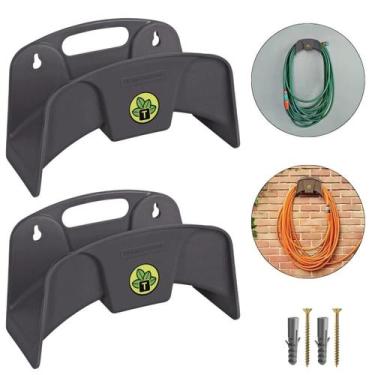 Imagem de Kit 2 Suporte Plástico Fixo Enrolador Mangueira +Kit Fixação - Tramont