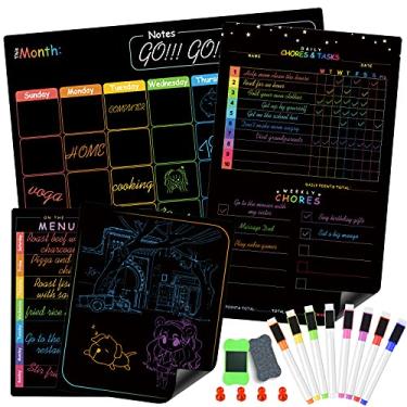 Imagem de Calendário magnético apagável a seco para geladeira, bloco de notas, parede e geladeira