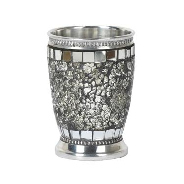 Imagem de nu steel T Iceberg Suporte de banheiro copo decorativo para água Melhores copos para enxaguante bucal acabamento em mosaico prateado, 8 x 9 x 11 cm, gelo, IB5I-VC