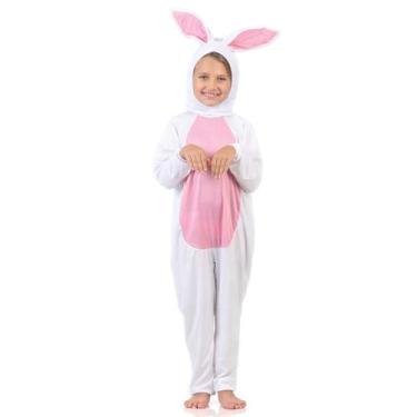Imagem de Fantasia Coelho Infantil Longa Branco Roupa de Coelhinho Páscoa Safari