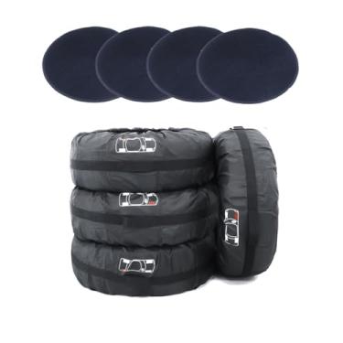 Imagem de Conjunto de 4 sacolas de cobertura de pneu J&C à prova d'água, à prova de poeira, capa de pneu universal de reserva, proteção de pneu com 2 peças de feltro de roda para carro SUV de 48 cm a 79 cm de diâmetro, Preto, 31inches-black-1