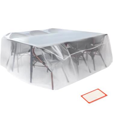 Imagem de Storage Standard Capa de mesa e cadeira de pátio para móveis ao ar livre – Capas retangulares para móveis de pátio ao ar livre, impermeável, reutilizável, protetor de mesa de plástico resistente, 282