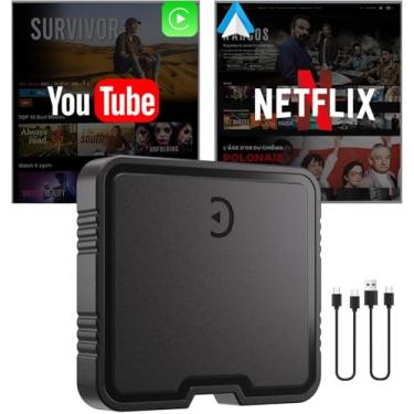 Imagem de Adaptador Carplay sem fio, suporta Netflix, YouTube, cartão TF Plug & Play, dongle sem fio automotivo Android serve para carros de brinquedo de carro com fio de fábrica