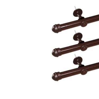 Imagem de Kit com 3 Varões de Madeira Para Cortina Simples 2,00 Metros 19mm Varão com Ponteira (Tabaco)