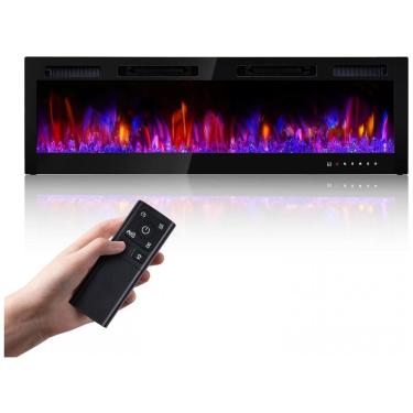 Imagem de Lareira Elétrica RealSmart 152,4 cm com Aquecedores Inserts Montados na Parede, 750W/1500W, Embutidos na Parede com Controle Remoto, Timer,