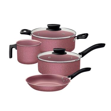 Imagem de Jogo De Panela Tramontina Linz Aluminio Rosa 4 Pecas