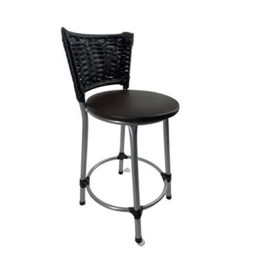 Imagem de Kit banqueta baixa junco cozinha gourmet bancada americana - FortMix, 