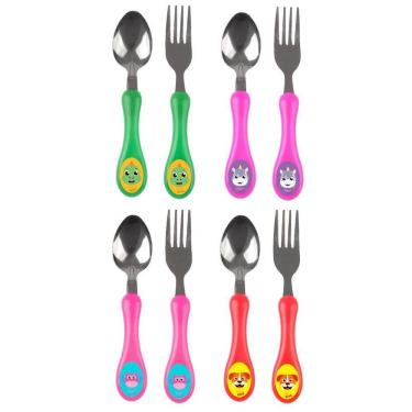 Imagem de Kit Talheres Bebe Infantil Aço Inox Conjunto Garfinho E