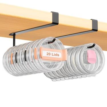 Imagem de Amawarm Pacote com 2 organizadores de tampa de copo grande, suporte de tampa sob o armário para caneca isolada Yeti/caneca isolada Stanley/tampa de caneca simples e moderna, sem colagem, sem