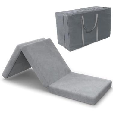 Imagem de SINWEEK Colchão dobrável triplo com bolsa de armazenamento colchão dobrável de 10 cm colchão de espuma para colchão de chão, cama Guset com capa lavável na máquina e forro à prova d'água, certificado CertiPUR-US 75 cm x 199 cm