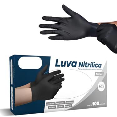 Imagem de Luva Nitrilica Preta Premium | Sem Pó Antiderrapante | 100 Unidades Descartável | P, M e G (P)