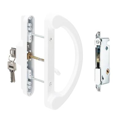 Imagem de SANKINS Conjunto de puxador de porta deslizante de pátio com cilindro de chave, maçaneta de porta deslizante de substituição com trava de encaixe para maçaneta de porta de vidro deslizante, serve para