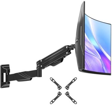 Imagem de MOUNT PRO Suporte de parede para monitor para telas Ultrawide de 43.2 cm-109.2 cm, braço de monitor único resistente comporta até 15 kg, suporte de parede com mola a gás totalmente ajustável, VESA