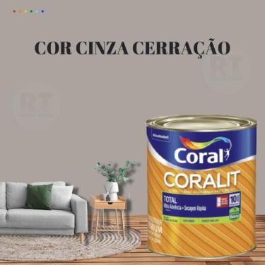 Imagem de Esmalte Sintético Base Água Coral Coralit 800ml Cor Cinza Acetinado p/