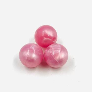 Imagem de Miçanga Passante Bola Lisa Plástico Rosa Bebê 19mm 10pçs 47g - Macall