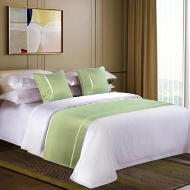Imagem de Corredor de cama caminho de cama cama moderna roupa final da cama toalha simples Coverlet cachecol de proteção decoração de casa para Twin Queen King Size-Green||Only 2 Pillowcase 50 x 50 cm