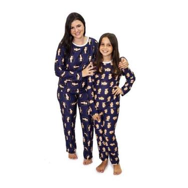 Imagem de Tal Mãe Tal Filha(o) Pijama Feminino Longo Curto e Infantil Azul Marin