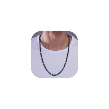 Imagem de Colar de corrente Figaro de 3 a 13 mm da ChainsHouse em aço inoxidável/corrente de elos de fígaro banhada a ouro 18 K para homens e mulheres, 45,7 a 76,2 cm, joias modernas