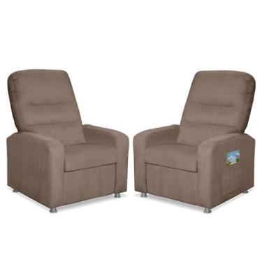 Imagem de Kit 02 Poltronas Decorativas Do Papai Reclinável Confortável Suede Cap