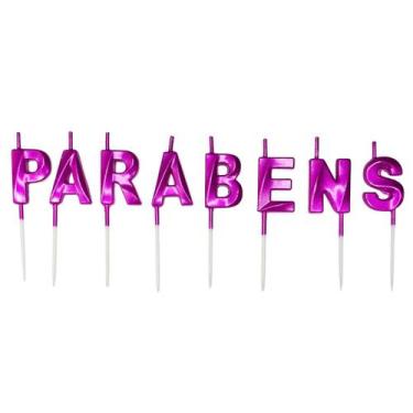 Imagem de Vela Aniversário Parabéns Design Luxo Várias Cores 8 Und. - PB Festas,