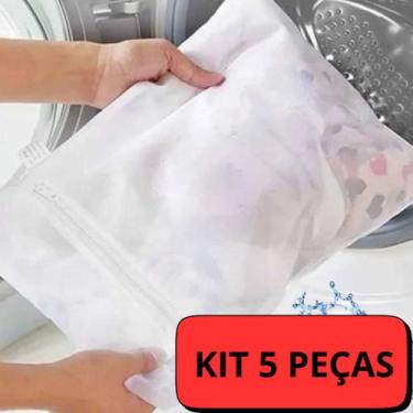 Imagem de Kit com 5 sacos para lavagem de roupas  Preserva tecidos delicados e p