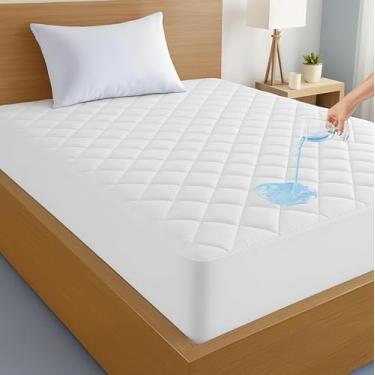 Imagem de Lux Decoration Twin XL Colchão acolchoado elástico protetor de colchão com bolso profundo de até 40,6 cm - Colchão de colchão macio respirável sem ruído (99 x 203)