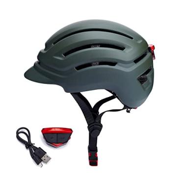 Imagem de DAYGOCAGA Capacete de bicicleta adulto para homens e mulheres, capacete de bicicleta Mountain Road com lanterna traseira recarregável por USB, verde alpino