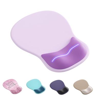 Imagem de Mouse pad ergonômico com descanso de pulso, bonito suporte de pulso de gel para mousepad - pequeno mini portátil para viagem, mouse pads para mesa, computador, escritório e decoração de casa (roxo