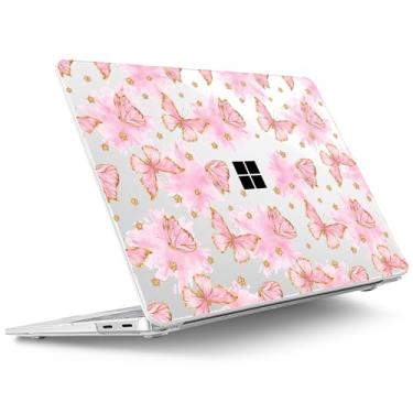 Imagem de Tuiklol Capa para laptop Microsoft Surface 2025 de 13 polegadas, Windows 11 Touchscreen Copilot+ PC Laptop 13 modelo 2095 com superfície de proteção capa de 13 polegadas, borboleta rosa