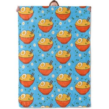 Imagem de Cobertor de macarrão Ramen, presentes para mulheres, meninas, crianças, macio, quente, leve, flanela, fofo, comida japonesa, cobertores para quarto, sala de estar, sofá, decoração de casa, 127 x 152