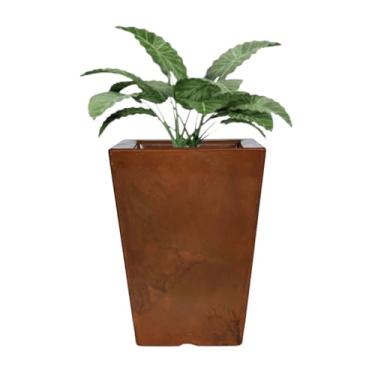 Imagem de Vaso Polietileno Plantas Jardim Coluna Sala Quadrada Marmorizado (Marrom)