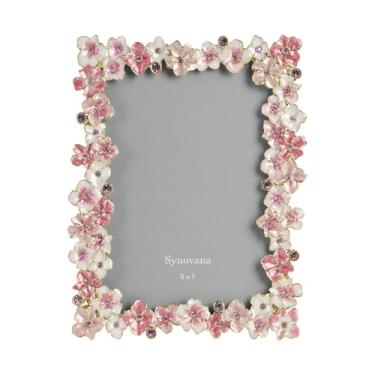 Imagem de Synovana Porta-retrato floral rosa 12 x 18 cm para exibição de mesa, design decorativo de flores para decoração de casa