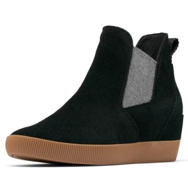 Imagem de SOREL Bota feminina Out N About Slip-On Wedge - preta, chiclete 16-10, Preto/Gum 16, 40