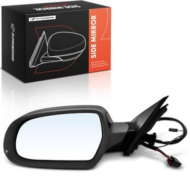Imagem de A-Premium Espelho retrovisor elétrico do lado do motorista - compatível com Audi A4, S4, 2010-2011 - Espelho retrovisor externo preto dobrável manual aquecido com luz de seta e detecção de ponto cego