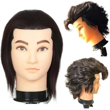 Imagem de Czrleaty Cabeça De Manequim, Cabelo Humano, Treinamento Masculino Para Prática Cabeleireiros