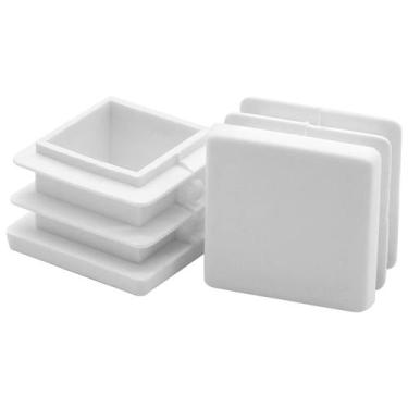 Imagem de Tampão de plástico quadrado Jiozermi 1x1cm branco para móveis (12 unid