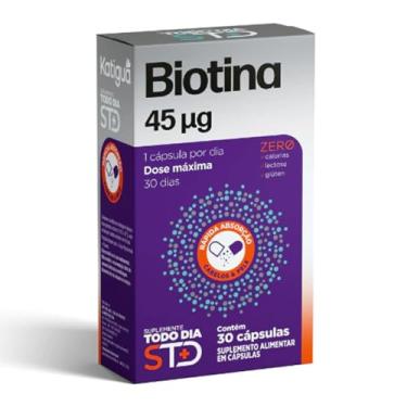 Imagem de Katiguá, Biotina, Dose Máxima, STD, Formação e Manutenção de Cabelos e Pele, Sem sabor, 30 Cápsulas rígidas • 30 doses, Roxo