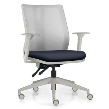 Imagem de Cadeira de Escritório Giratória Diretor Flow F02 Base Cinza Sintético Azul - Lyam Decor