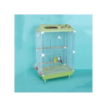 Imagem de Gaiola de pássaro acrílico transparente visualização de papagaio gaiola de pássaro arame de três lados grande chassi removível ninho de pássaro (verde)