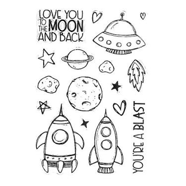 Imagem de Carimbos e matrizes de palavras para fazer cartões, matriz de corte de lua estrelada e carimbos transparentes para diário de bala, faça você mesmo, decoração de scrapbook, caderno de artesanato feito