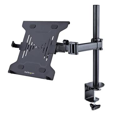 Imagem de StarTech.com Suporte de mesa para laptop – Suporte para monitor e laptop – Exibe até 34" (8 kg/17,6 lb) e laptops (4,5 kg/9,9 lb) – Braço articulado da bandeja de laptop VESA – Suporte de braçadeira/ilhós (A-Laptop-Desk-Mount)